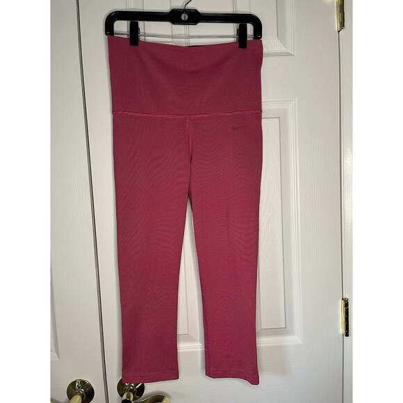 Women’s Nike DRI-FIT Leggings Pink  Cropped Striped Print  Size Small S - Picture 1 of 6